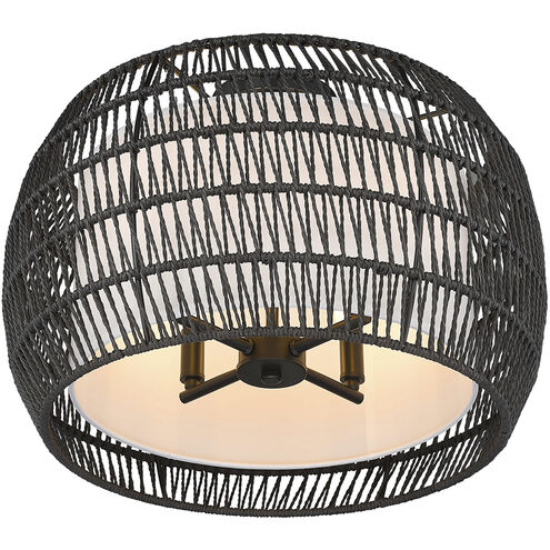 Everly 4 Light 19 inch Matte Black Semi-flush Ceiling Light in Modern Black Rattan